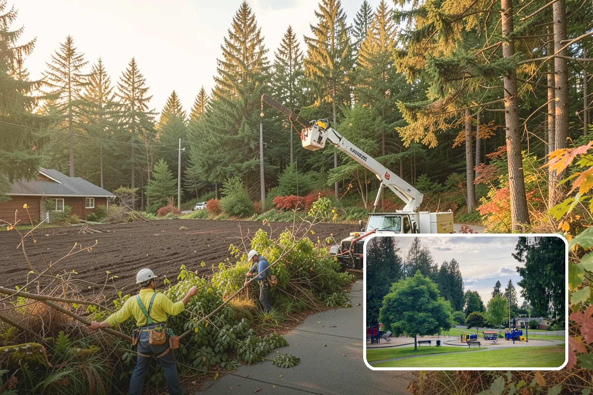 Crane-assisted tree removal in Bonney Lake, Pierce County, WA - Removes safety hazards and reduces liability