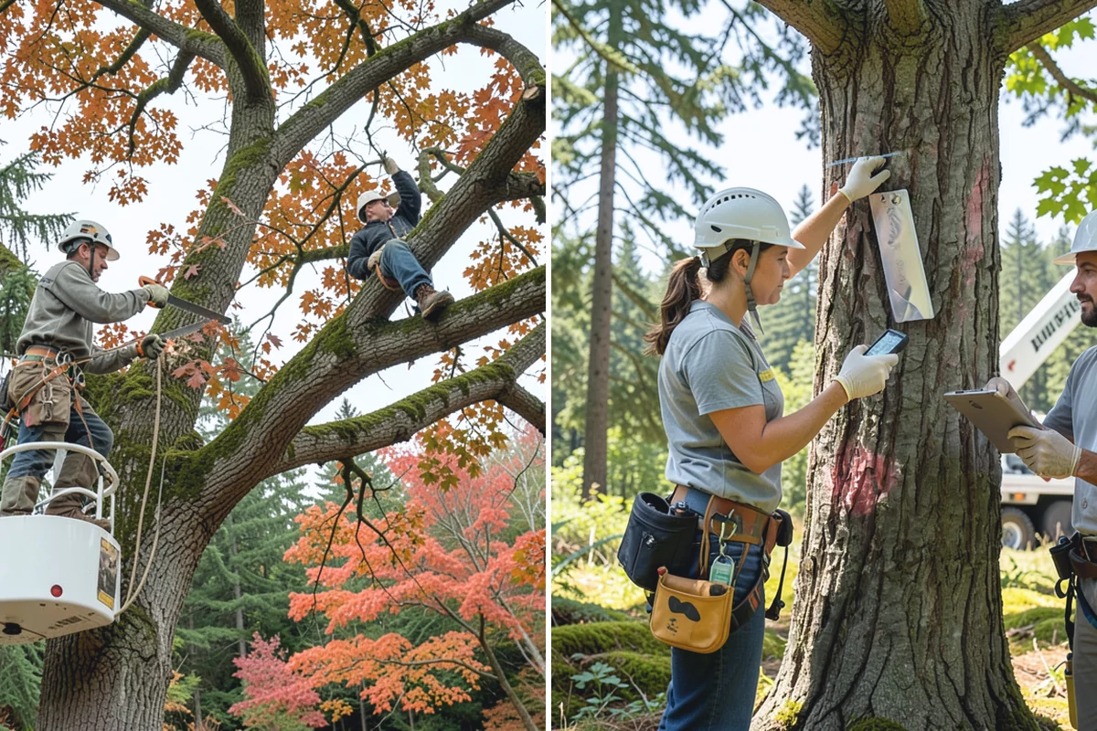 Crane-assisted tree removal in Bonney Lake, Pierce County, WA - On-site assessment and hazard evaluation