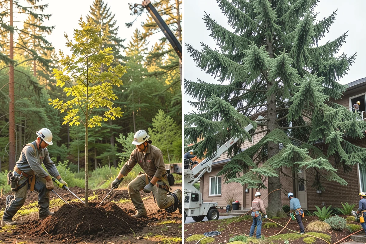 Crane-assisted tree removal in Burien, King County, WA - On-site assessment and hazard evaluation