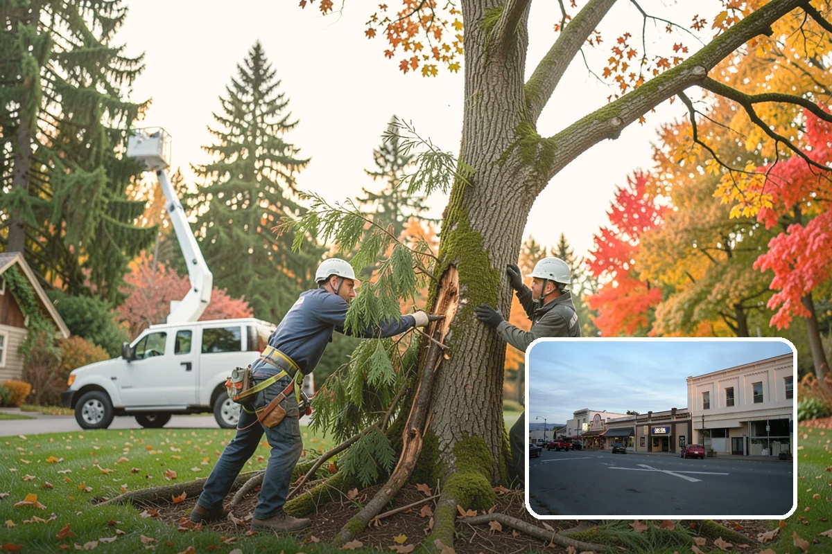 Crane-assisted tree removal in Burlington, Skagit County, WA - Removes safety hazards and reduces liability
