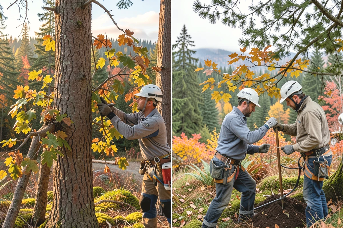 Crane-assisted tree removal in Burlington, Skagit County, WA - On-site assessment and hazard evaluation
