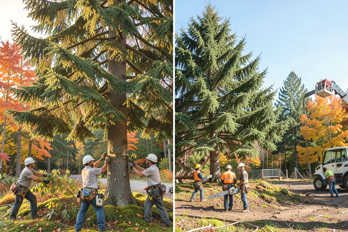 Crane-assisted tree removal in Carbonado, Pierce County, WA - On-site assessment and hazard evaluation