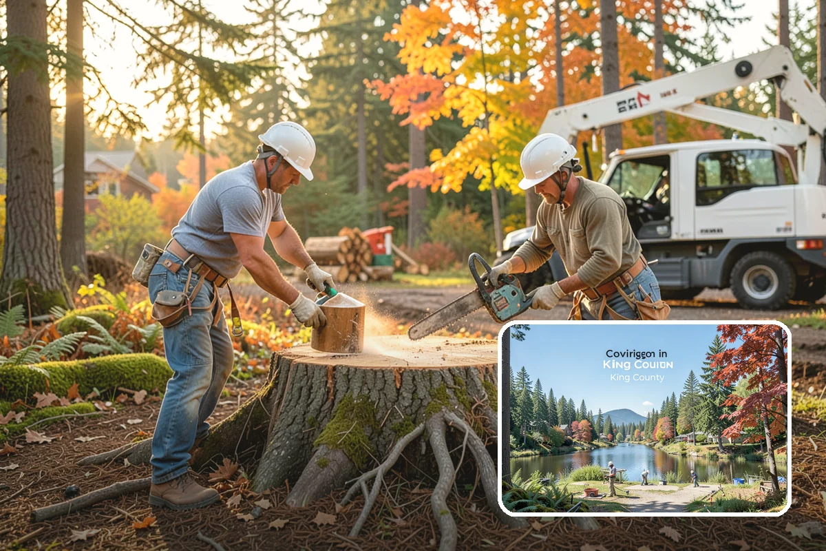 Crane-assisted tree removal in Covington, King County, WA - Removes safety hazards and reduces liability