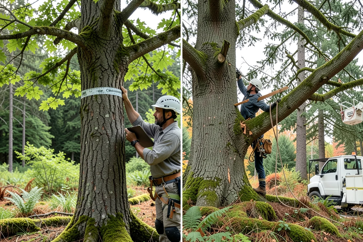 Crane-assisted tree removal in DuPont, Pierce County, WA - On-site assessment and hazard evaluation