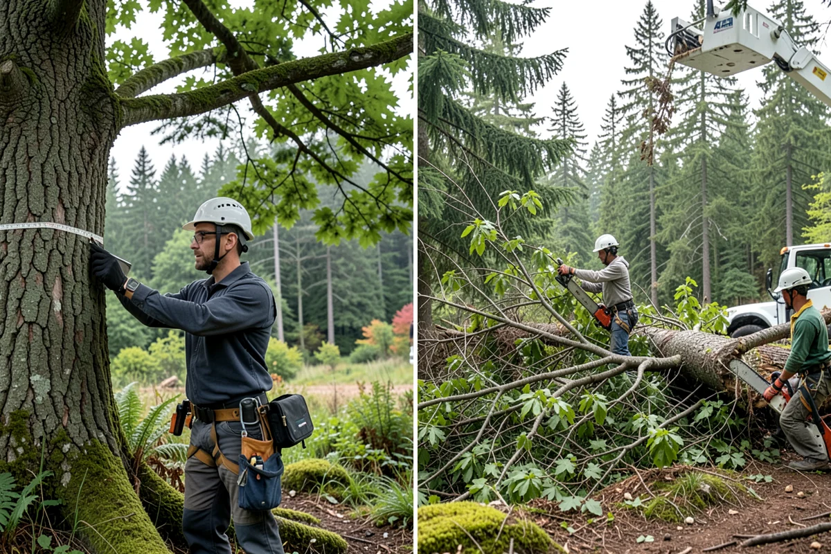 Crane-assisted tree removal in Enumclaw, King County, WA - On-site assessment and hazard evaluation
