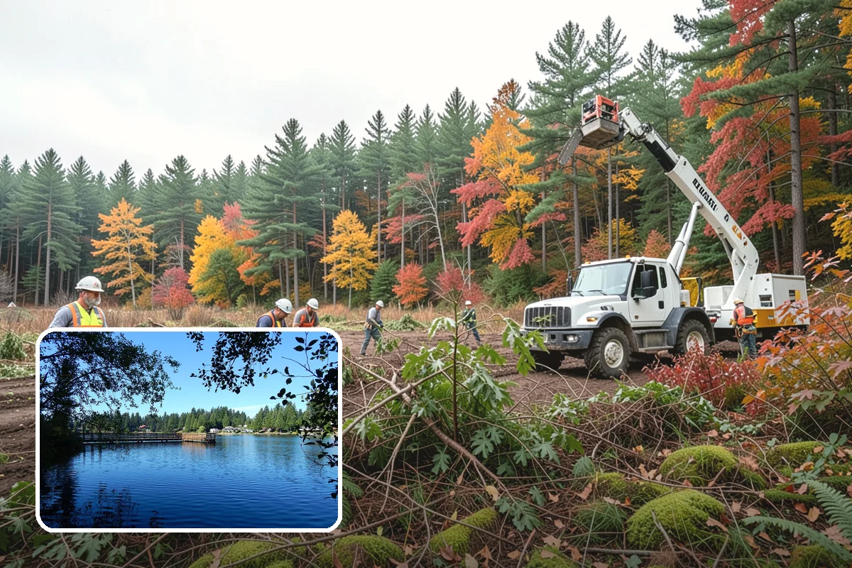 Crane-assisted tree removal in Federal Way, King County, WA - Removes safety hazards and reduces liability