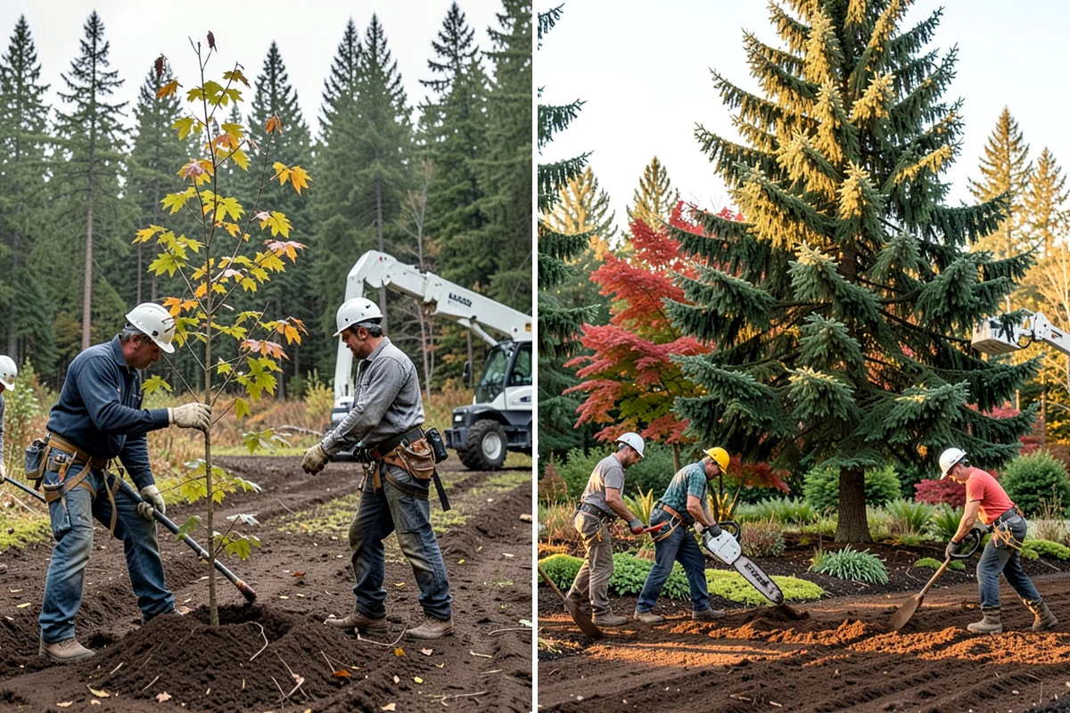 Crane-assisted tree removal in Federal Way, King County, WA - On-site assessment and hazard evaluation