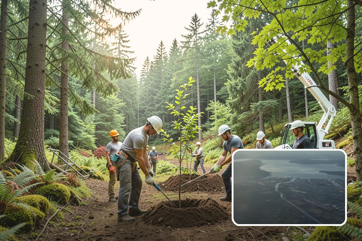 Crane-assisted tree removal in Fife, Pierce County, WA - Removes safety hazards and reduces liability