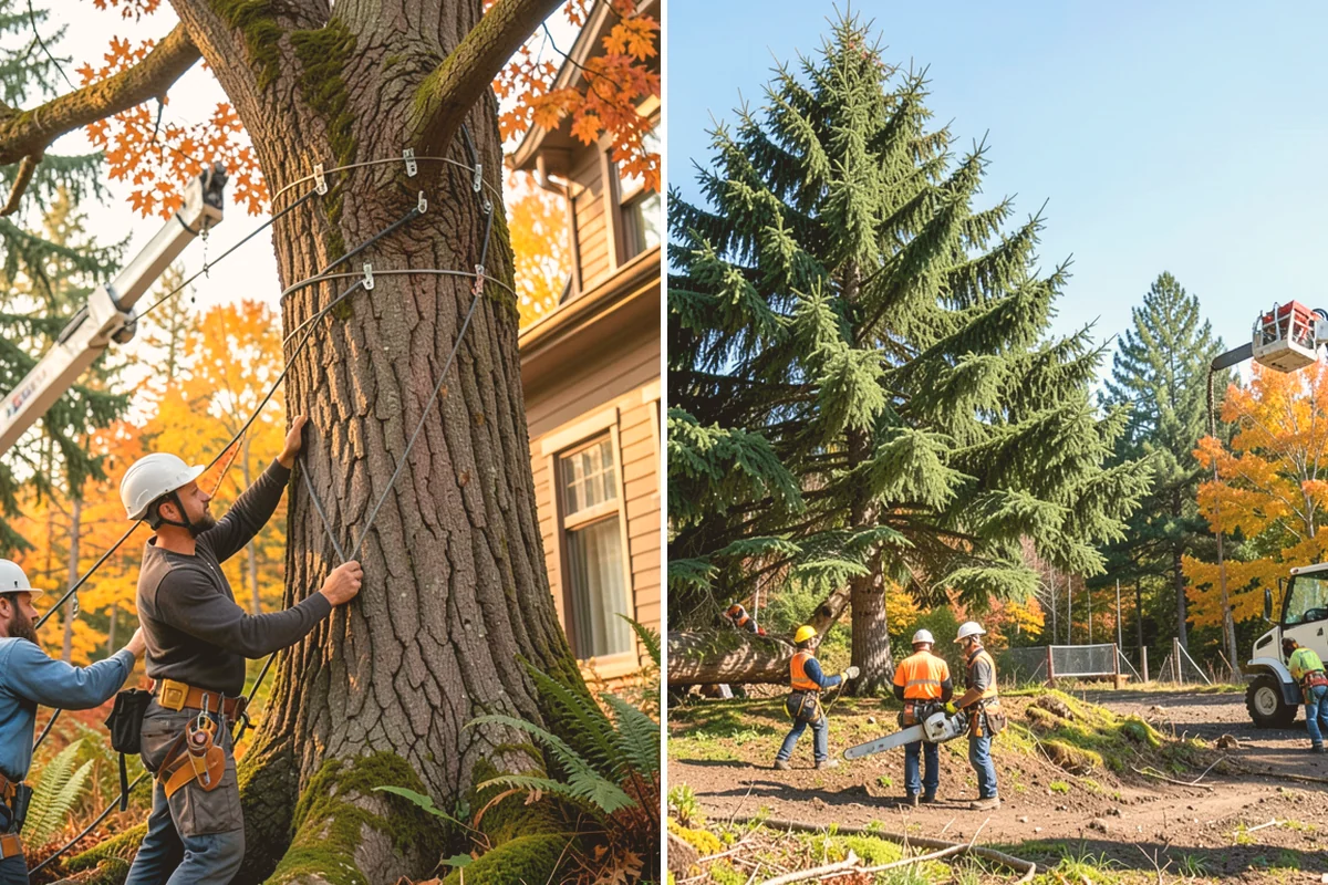 Crane-assisted tree removal in Fife, Pierce County, WA - On-site assessment and hazard evaluation