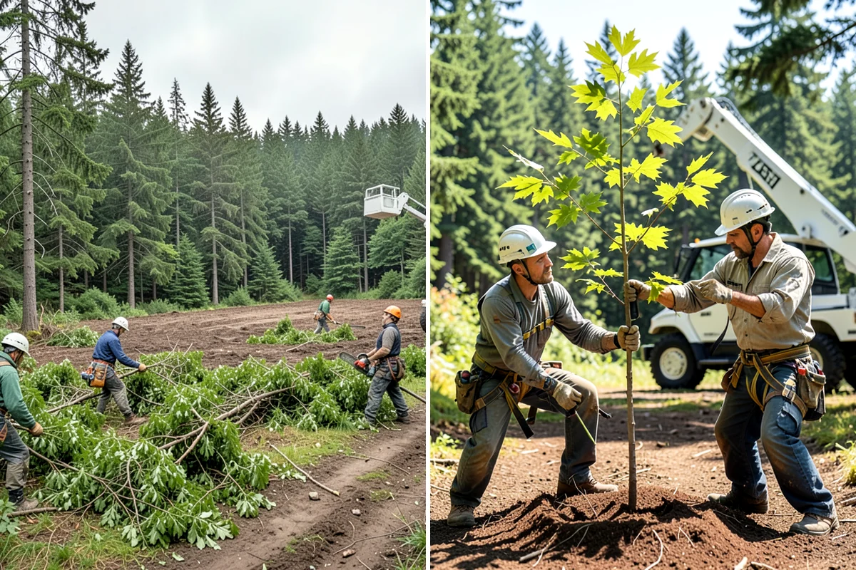 Crane-assisted tree removal in Fircrest, Pierce County, WA - On-site assessment and hazard evaluation