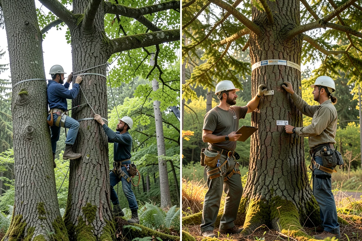 Crane-assisted tree removal in Gig Harbor, Pierce County, WA - On-site assessment and hazard evaluation