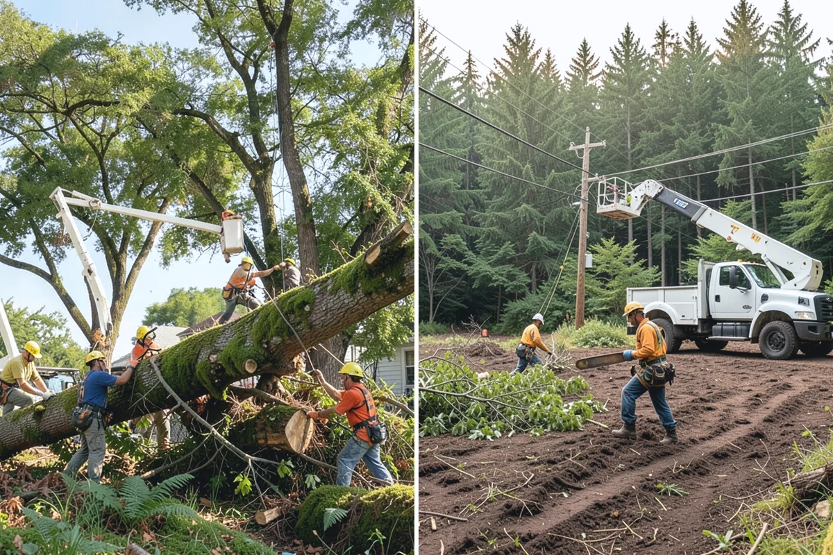 Crane-assisted tree removal in Granite Falls, Snohomish County, WA - On-site assessment and hazard evaluation