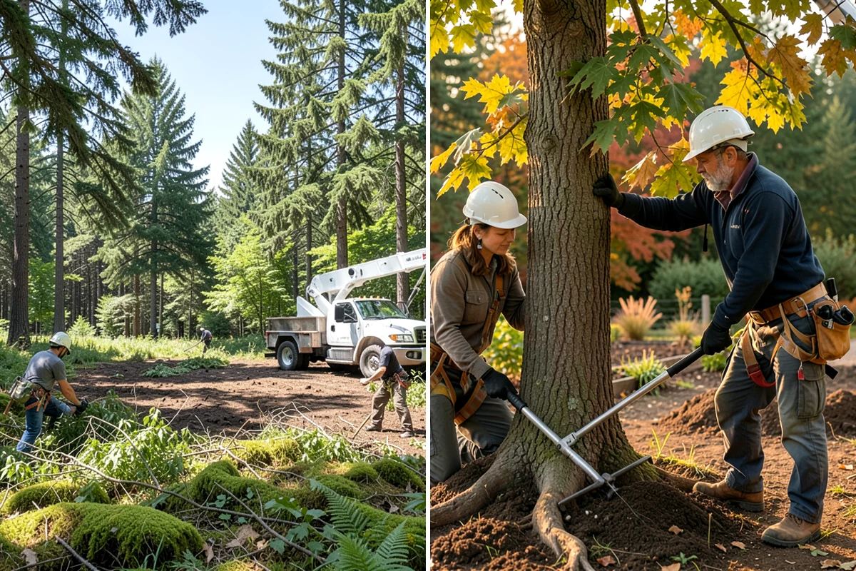 Crane-assisted tree removal in Hunts Point, King County, WA - On-site assessment and hazard evaluation