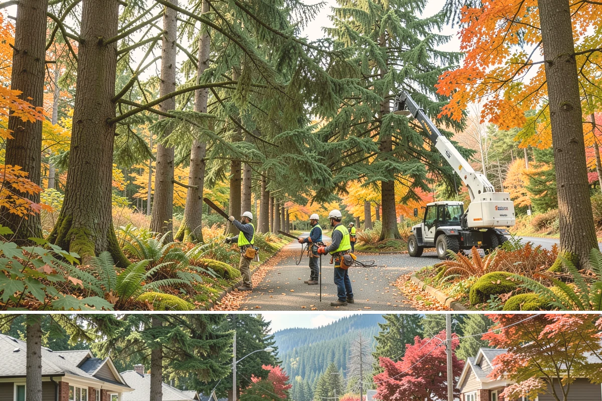 Crane-assisted tree removal in Hunts Point, King County, WA - This service can be performed year-round in Puget Sound weather but requires careful planning during wet seasons to manage ground...