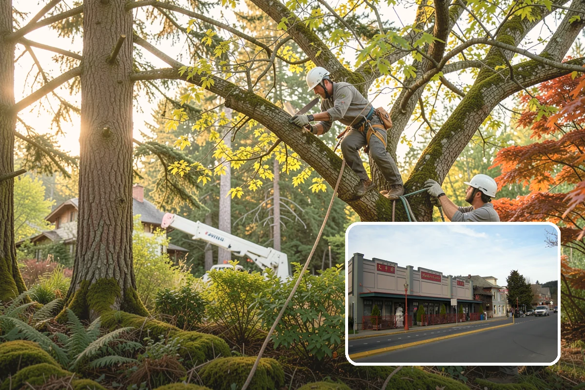 Crane-assisted tree removal in Issaquah, King County, WA - Removes safety hazards and reduces liability
