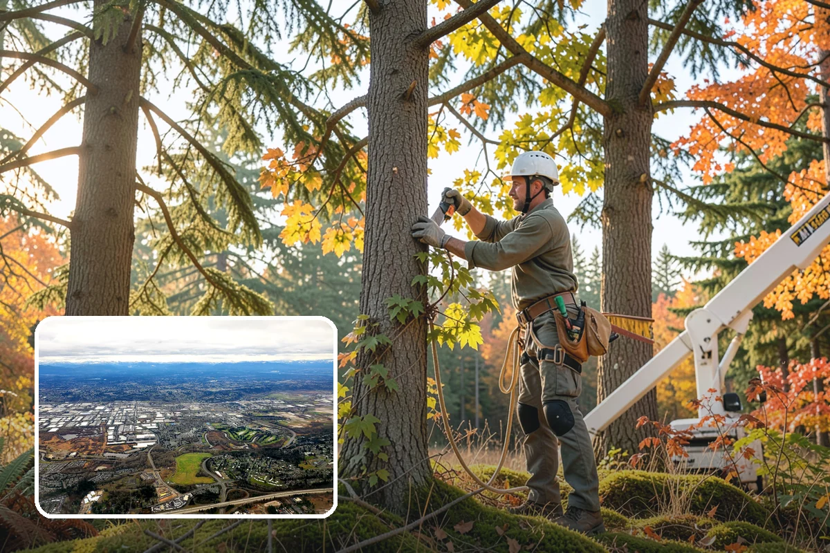 Crane-assisted tree removal in Kent, King County, WA - Removes safety hazards and reduces liability