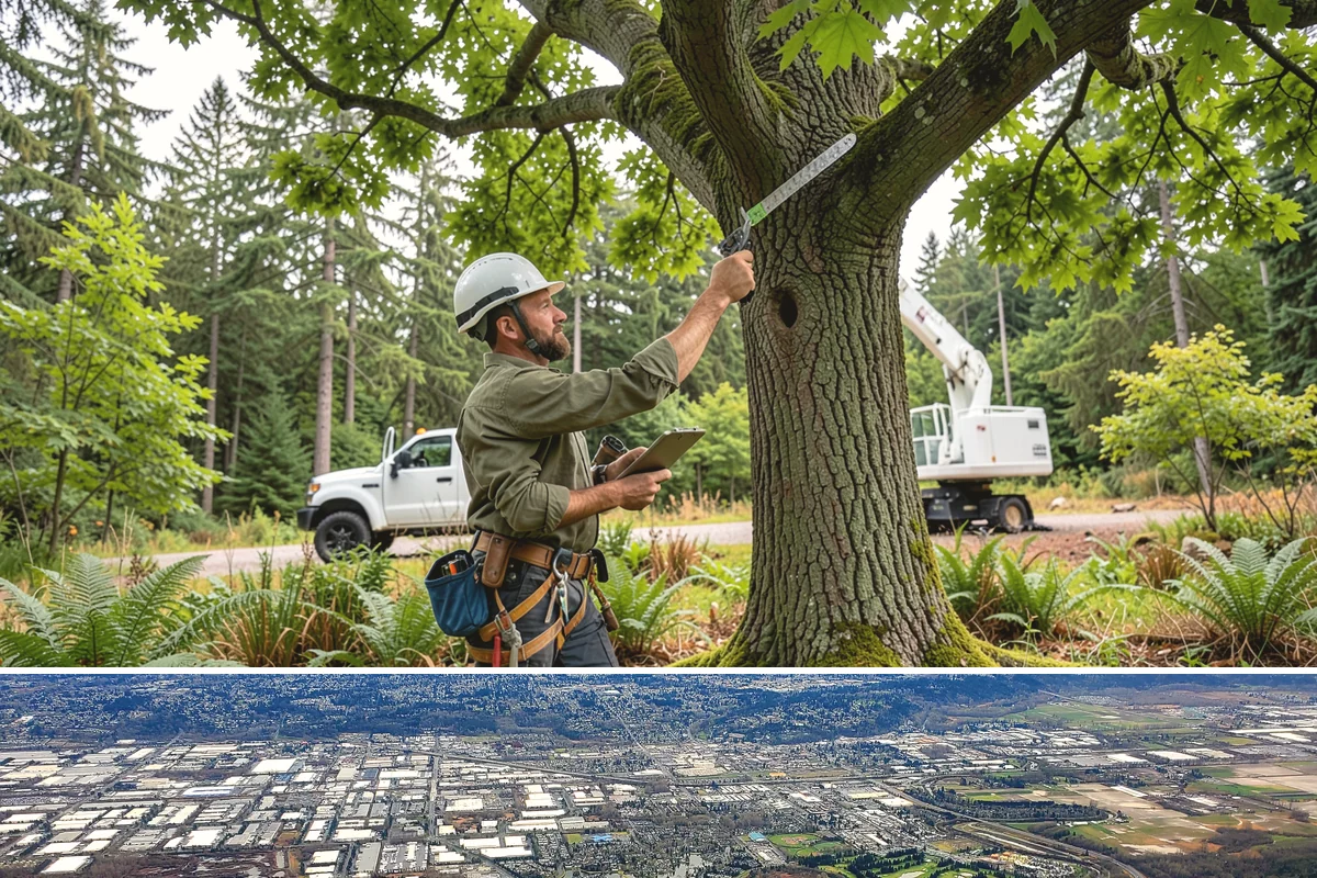 Crane-assisted tree removal in Kent, King County, WA - This service can be performed year-round in Puget Sound weather but requires careful planning during wet seasons to manage ground...