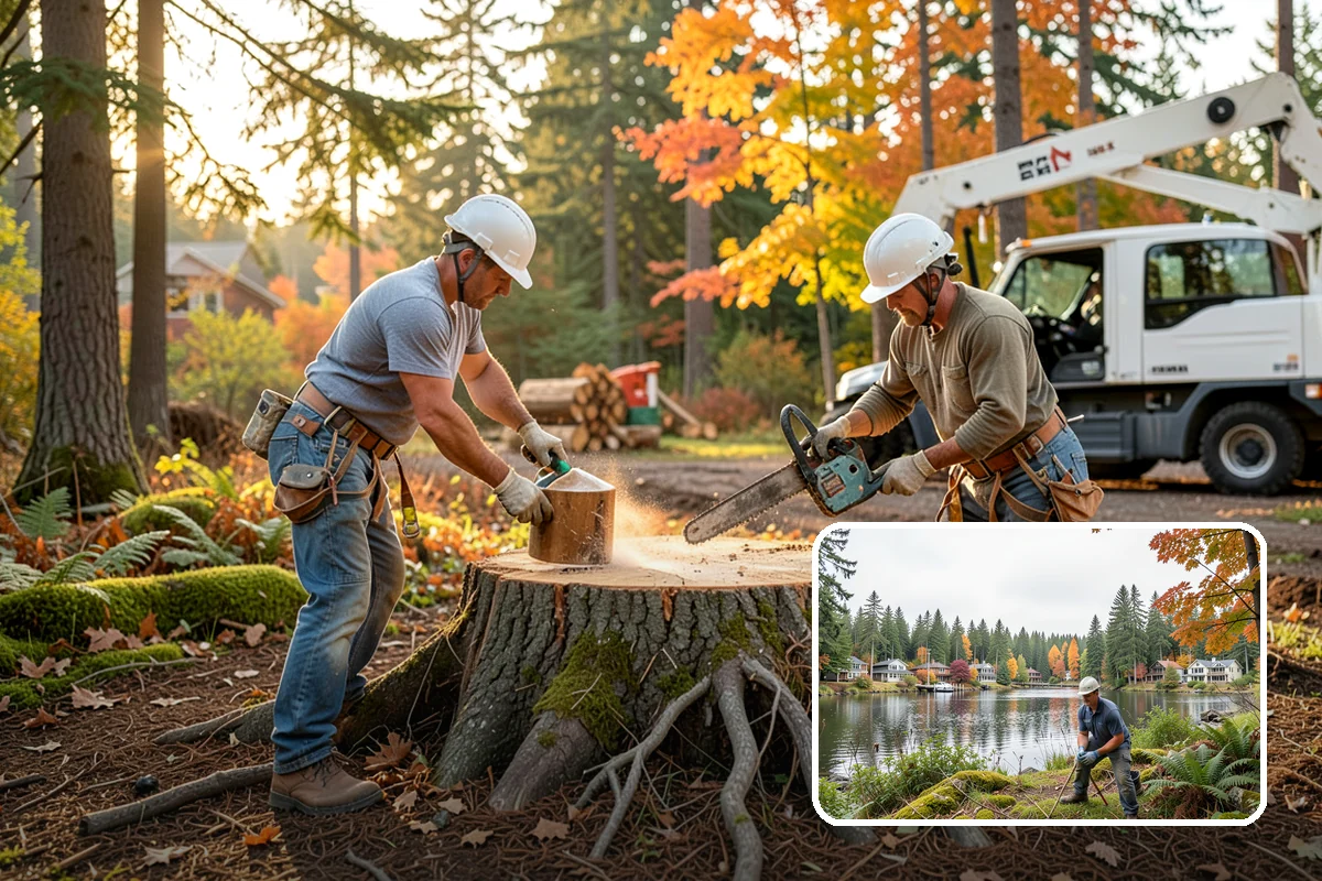 Crane-assisted tree removal in La Conner, Skagit County, WA - Removes safety hazards and reduces liability