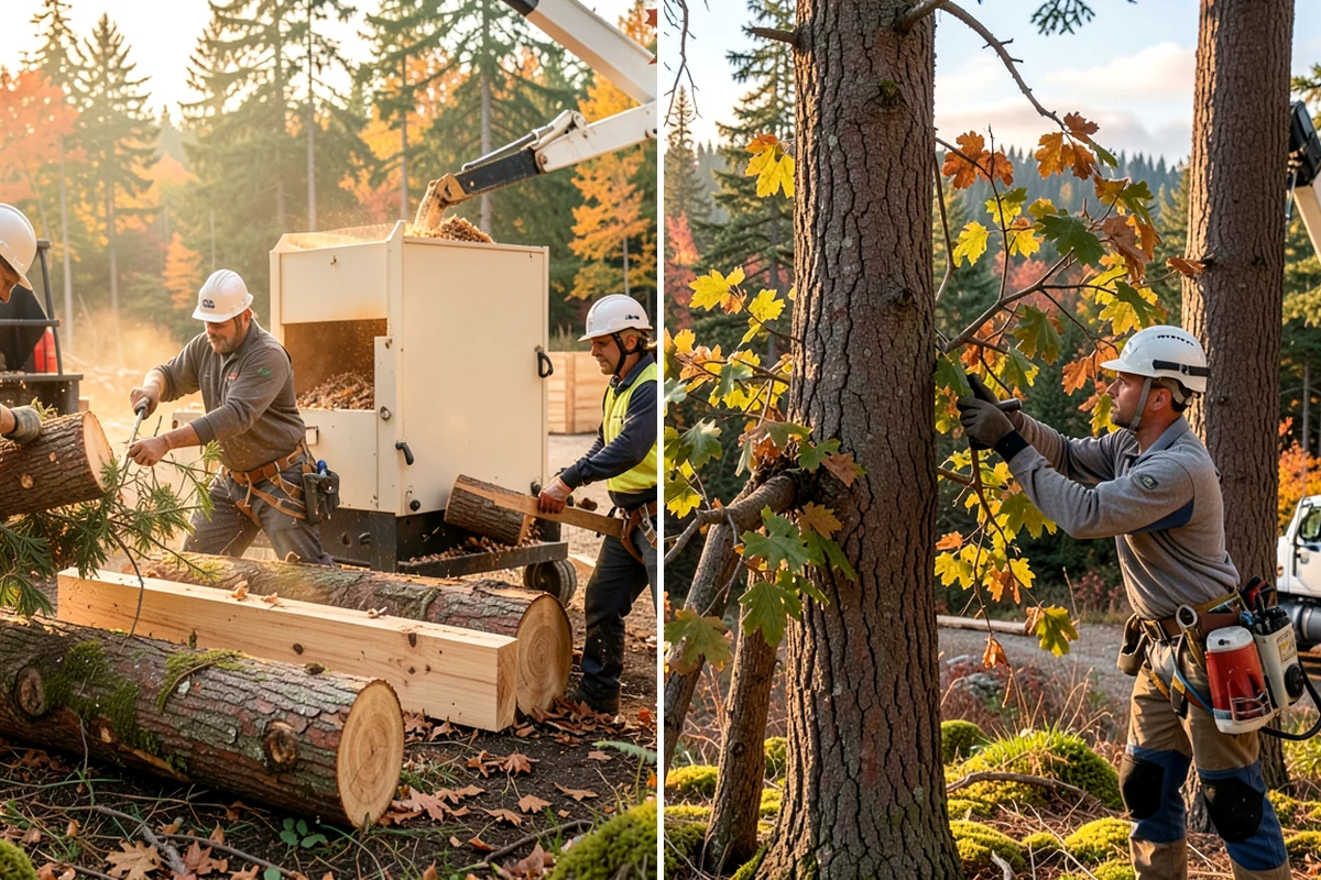 Crane-assisted tree removal in Lake Forest Park, King County, WA - On-site assessment and hazard evaluation