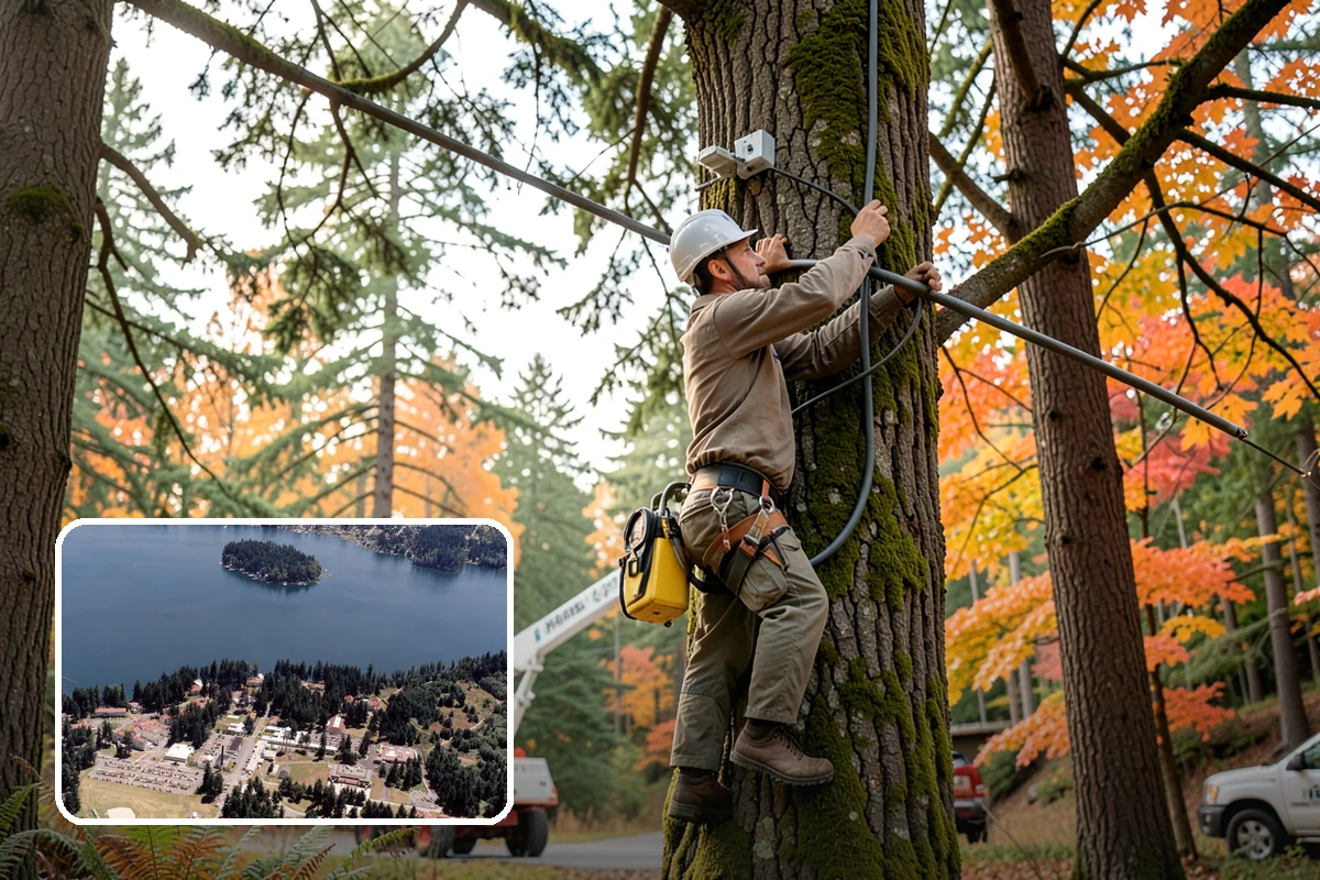 Crane-assisted tree removal in Lakewood, Pierce County, WA - Removes safety hazards and reduces liability