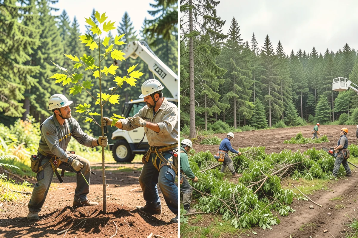 Crane-assisted tree removal in Lynnwood, Snohomish County, WA - On-site assessment and hazard evaluation