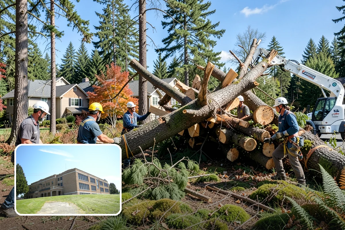 Crane-assisted tree removal in Maple Valley, King County, WA - Removes safety hazards and reduces liability