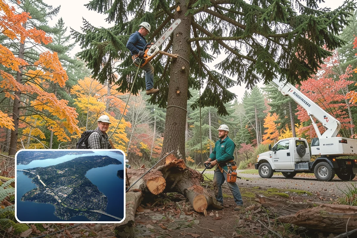 Crane-assisted tree removal in Mercer Island, King County, WA - Removes safety hazards and reduces liability