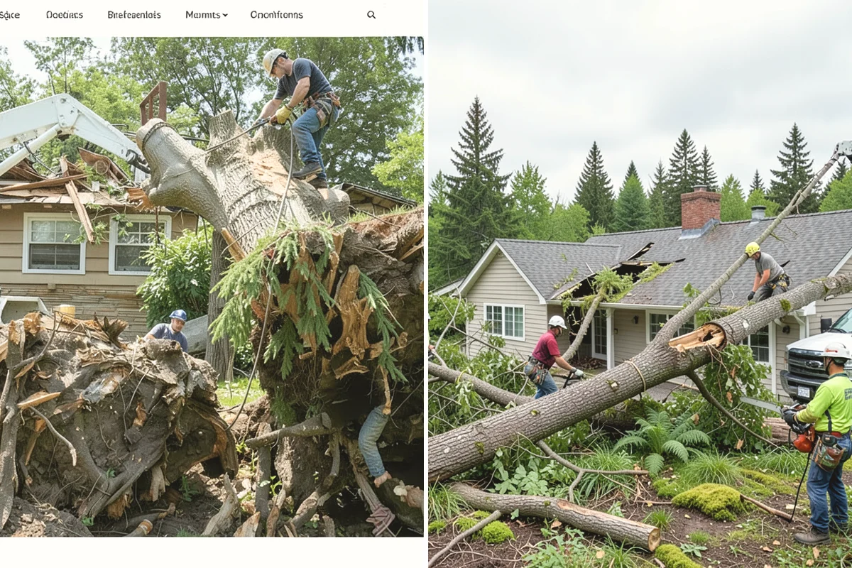 Crane-assisted tree removal in Mercer Island, King County, WA - On-site assessment and hazard evaluation