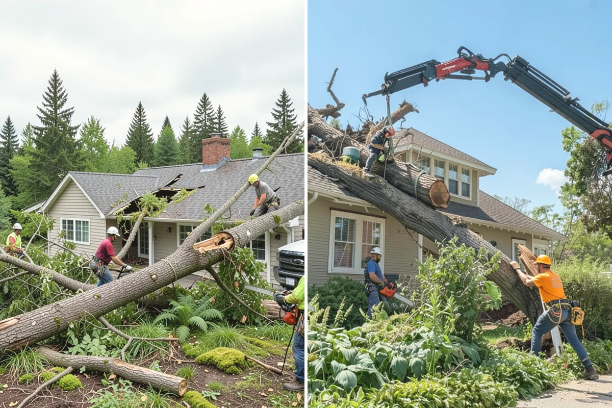 Crane-assisted tree removal in Monroe, Snohomish County, WA - On-site assessment and hazard evaluation