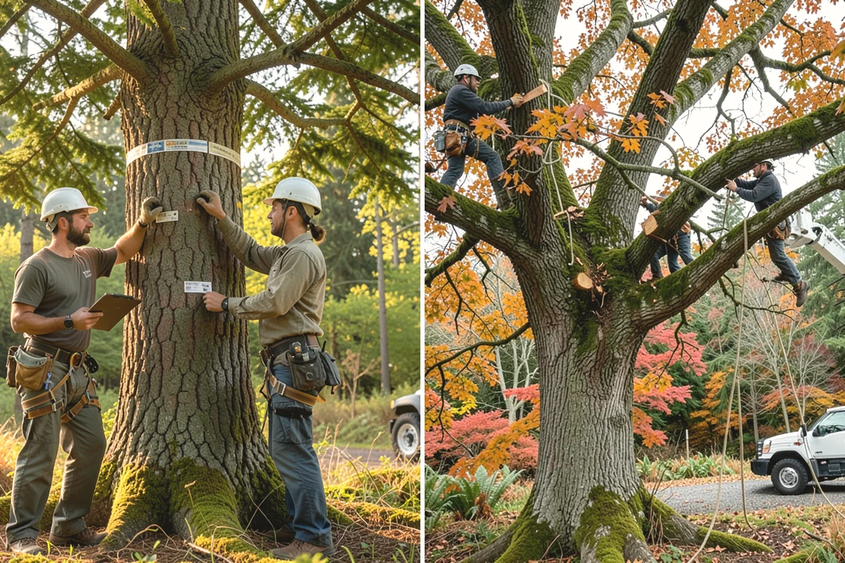 Crane-assisted tree removal in Mountlake Terrace, Snohomish County, WA - On-site assessment and hazard evaluation