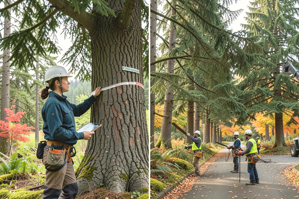 Crane-assisted tree removal in Mukilteo, Snohomish County, WA - On-site assessment and hazard evaluation