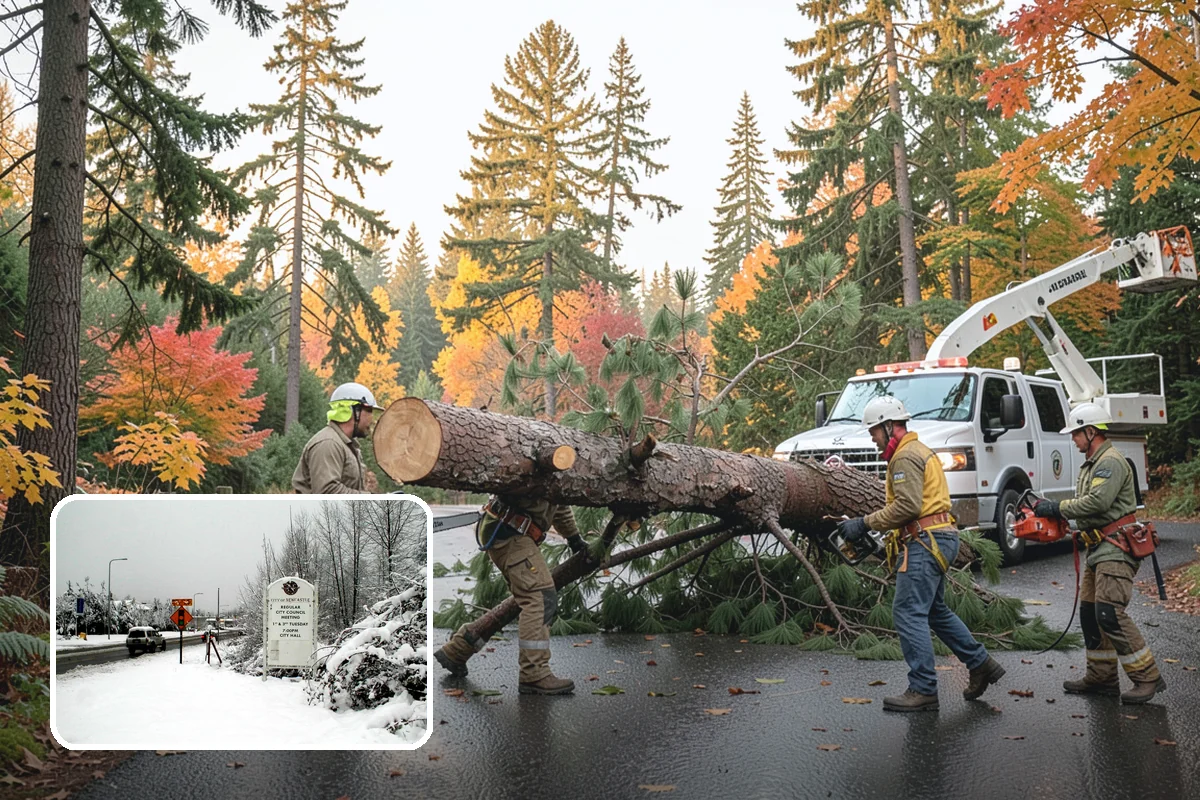 Crane-assisted tree removal in Newcastle, King County, WA - Removes safety hazards and reduces liability