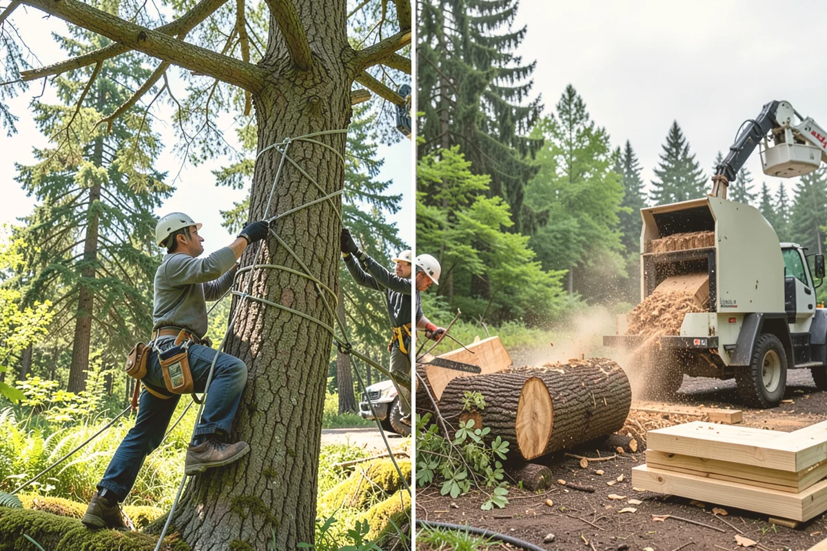 Crane-assisted tree removal in Newcastle, King County, WA - On-site assessment and hazard evaluation