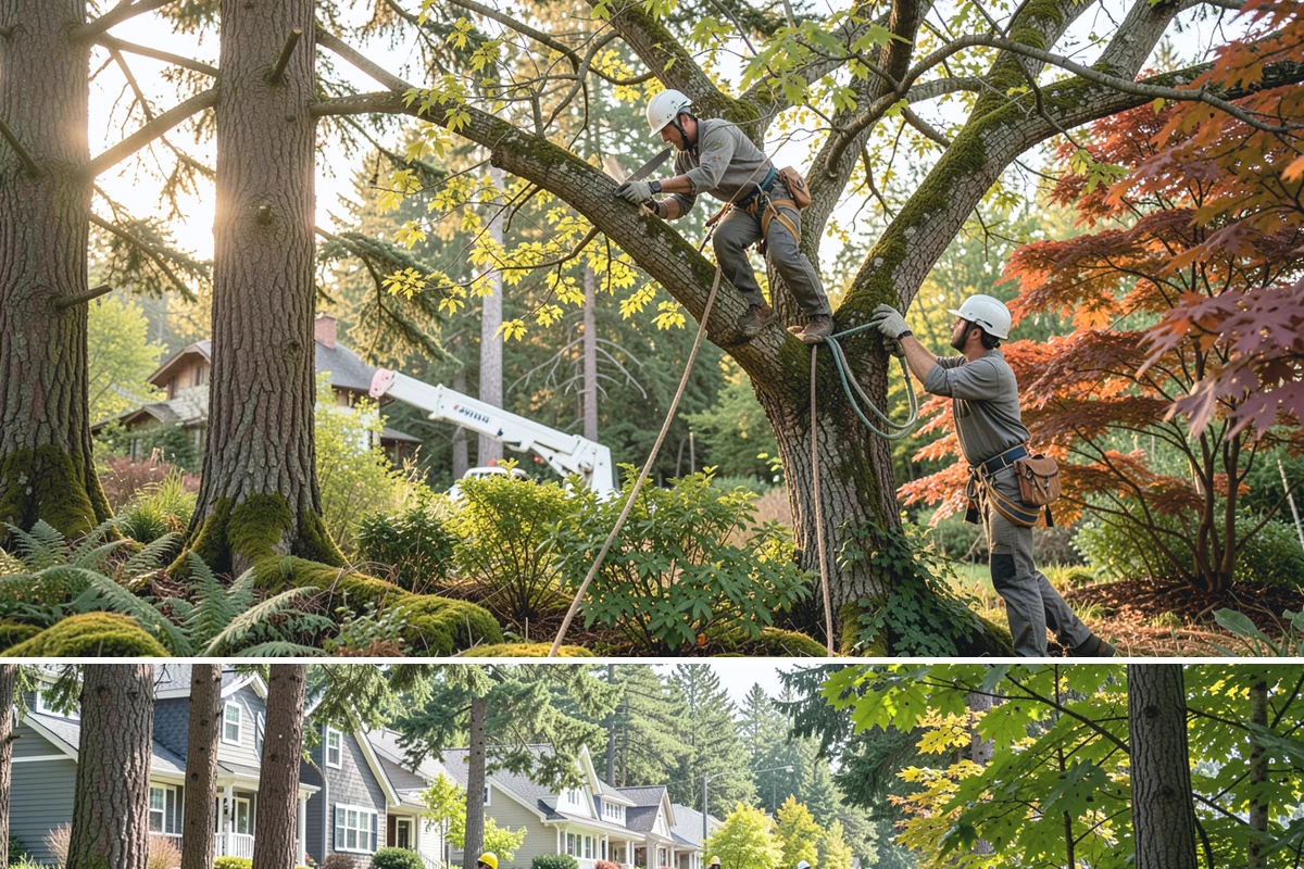 Crane-assisted tree removal in Normandy Park, King County, WA - This service can be performed year-round in Puget Sound weather but requires careful planning during wet seasons to manage ground...