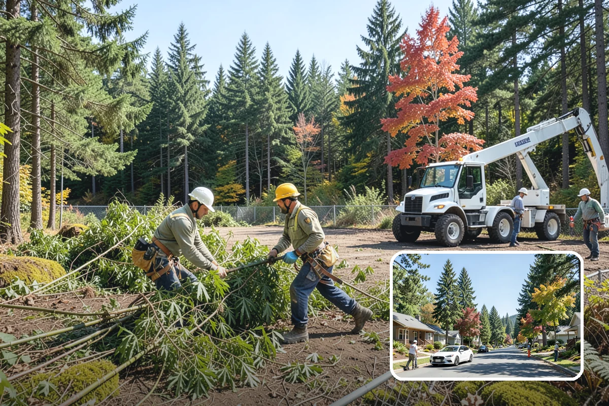 Crane-assisted tree removal in Orting, Pierce County, WA - Removes safety hazards and reduces liability
