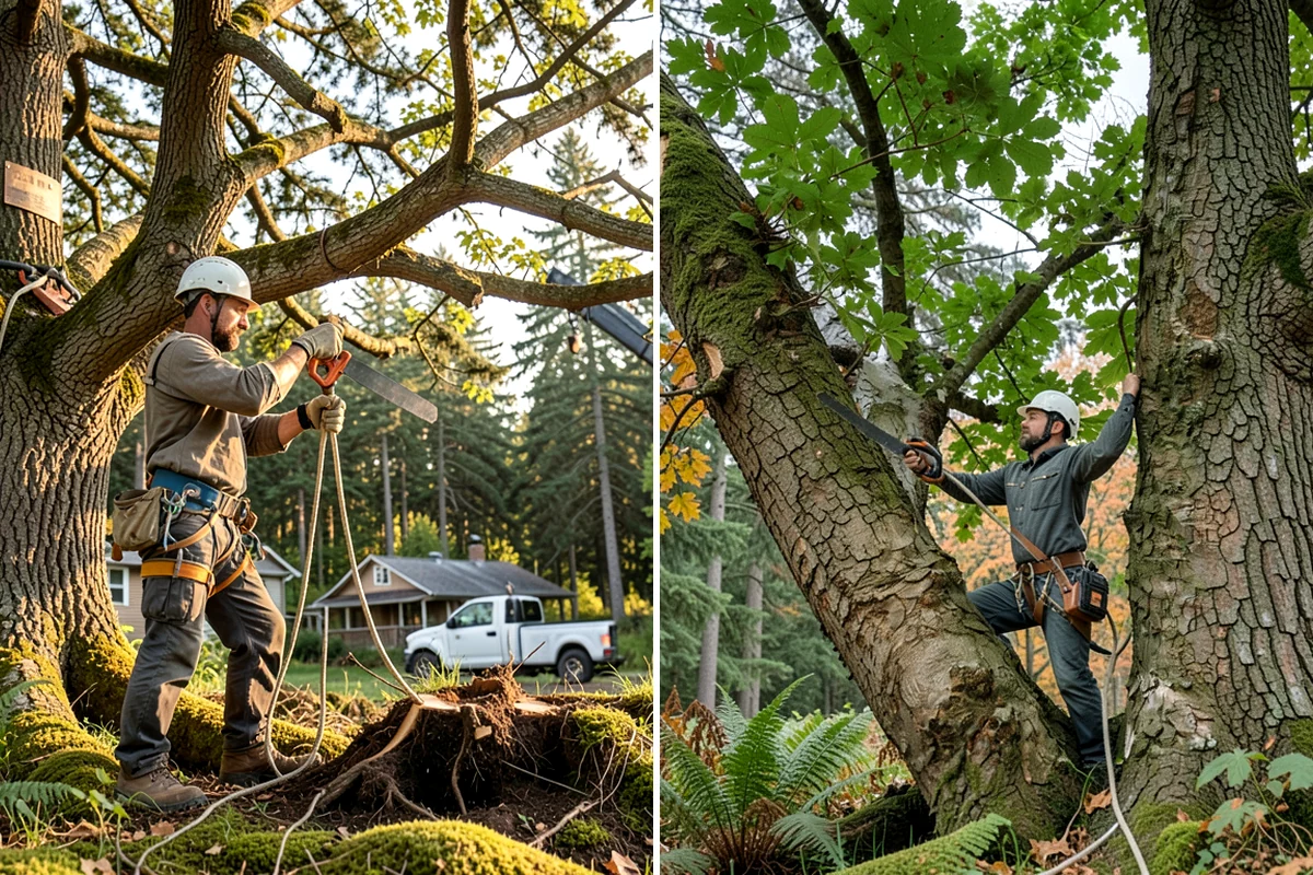 Crane-assisted tree removal in Pacific, King County, WA - On-site assessment and hazard evaluation