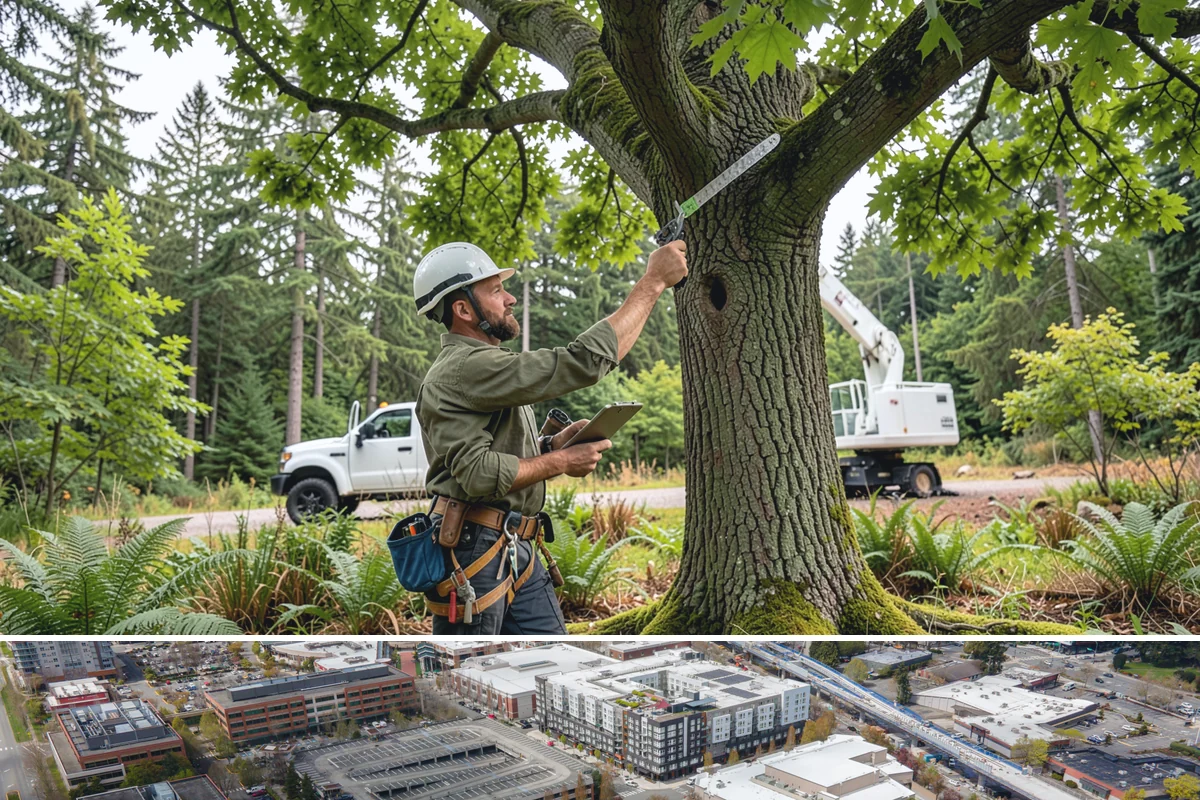 Crane-assisted tree removal in Redmond, King County, WA - This service can be performed year-round in Puget Sound weather but requires careful planning during wet seasons to manage ground...