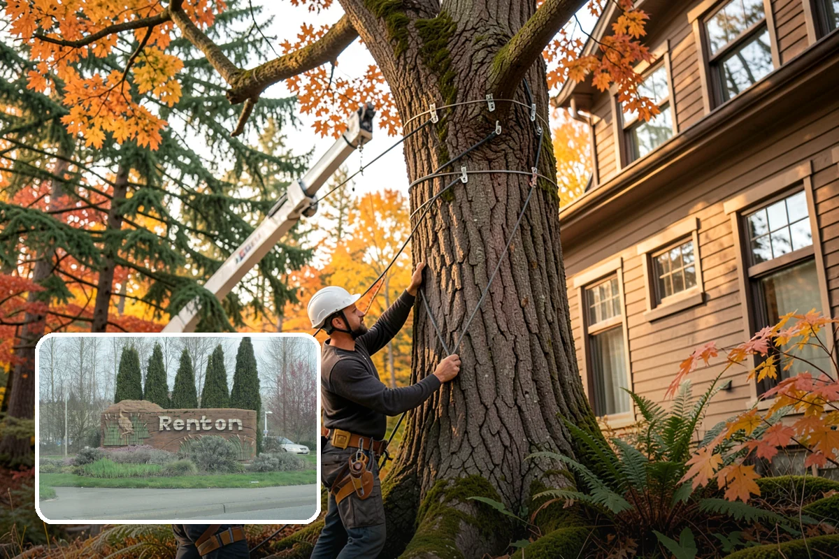 Crane-assisted tree removal in Renton, King County, WA - Removes safety hazards and reduces liability