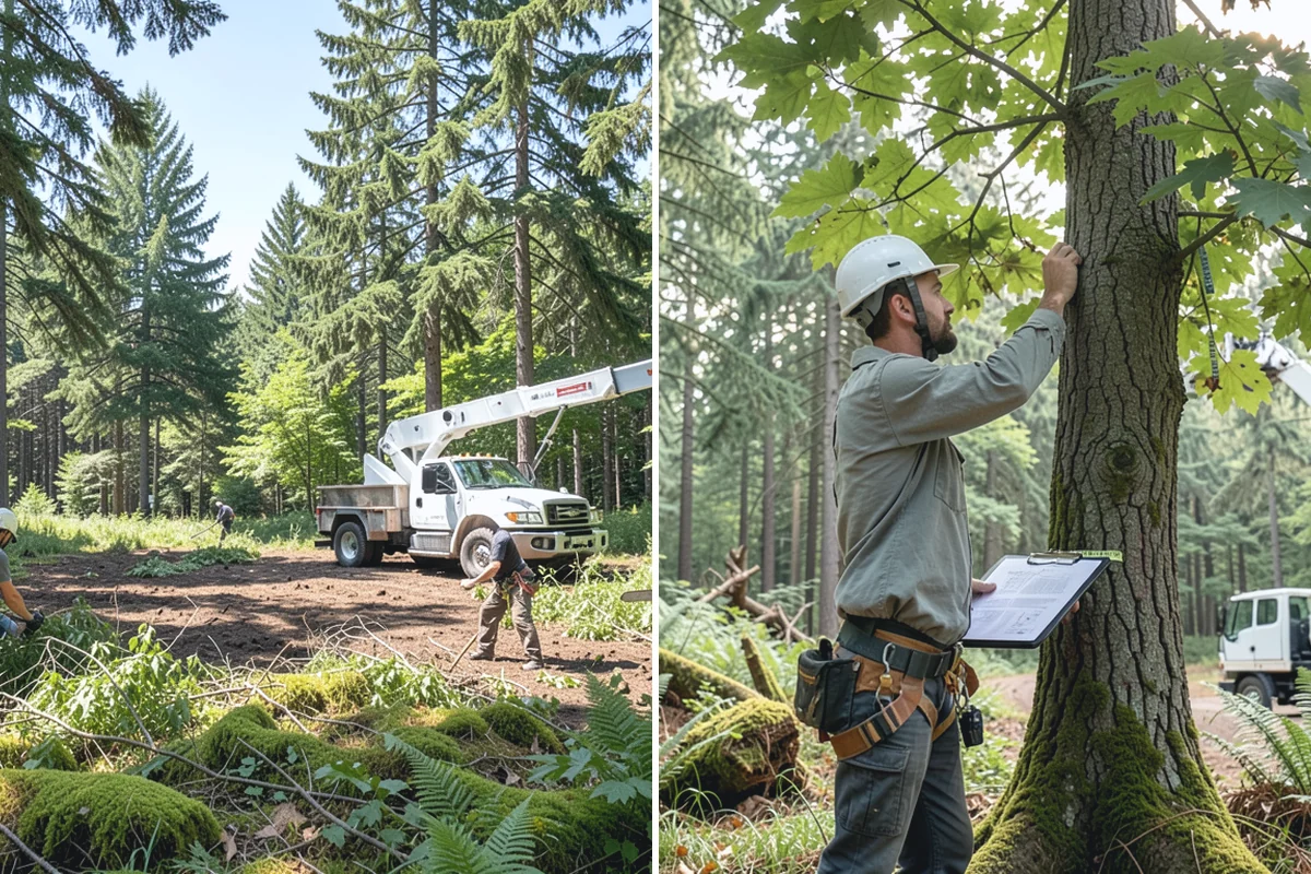 Crane-assisted tree removal in Renton, King County, WA - On-site assessment and hazard evaluation