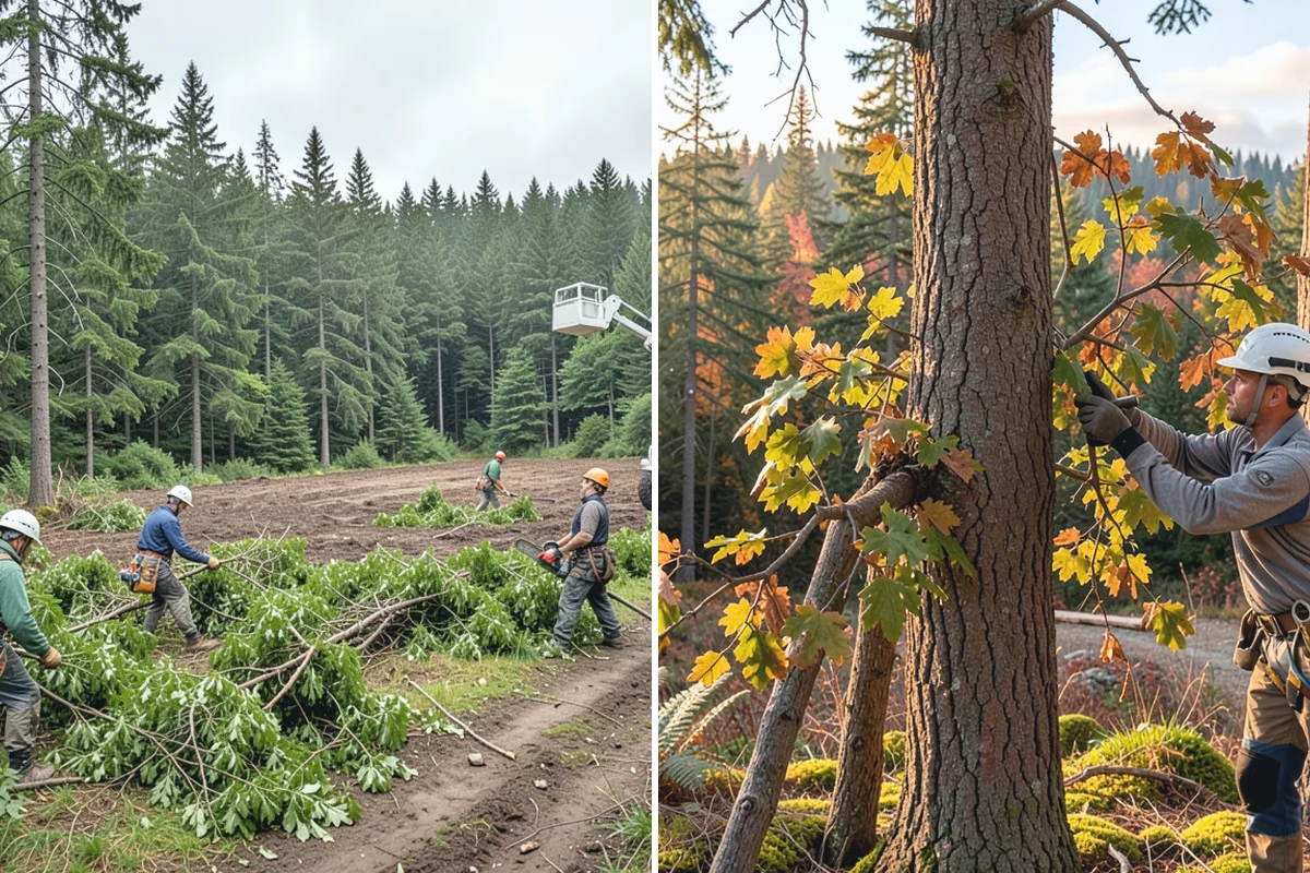 Crane-assisted tree removal in Roy, Pierce County, WA - On-site assessment and hazard evaluation