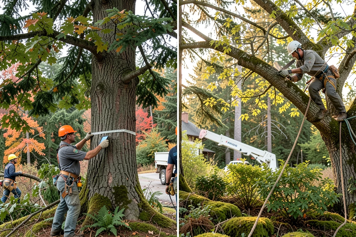 Crane-assisted tree removal in SeaTac, King County, WA - On-site assessment and hazard evaluation