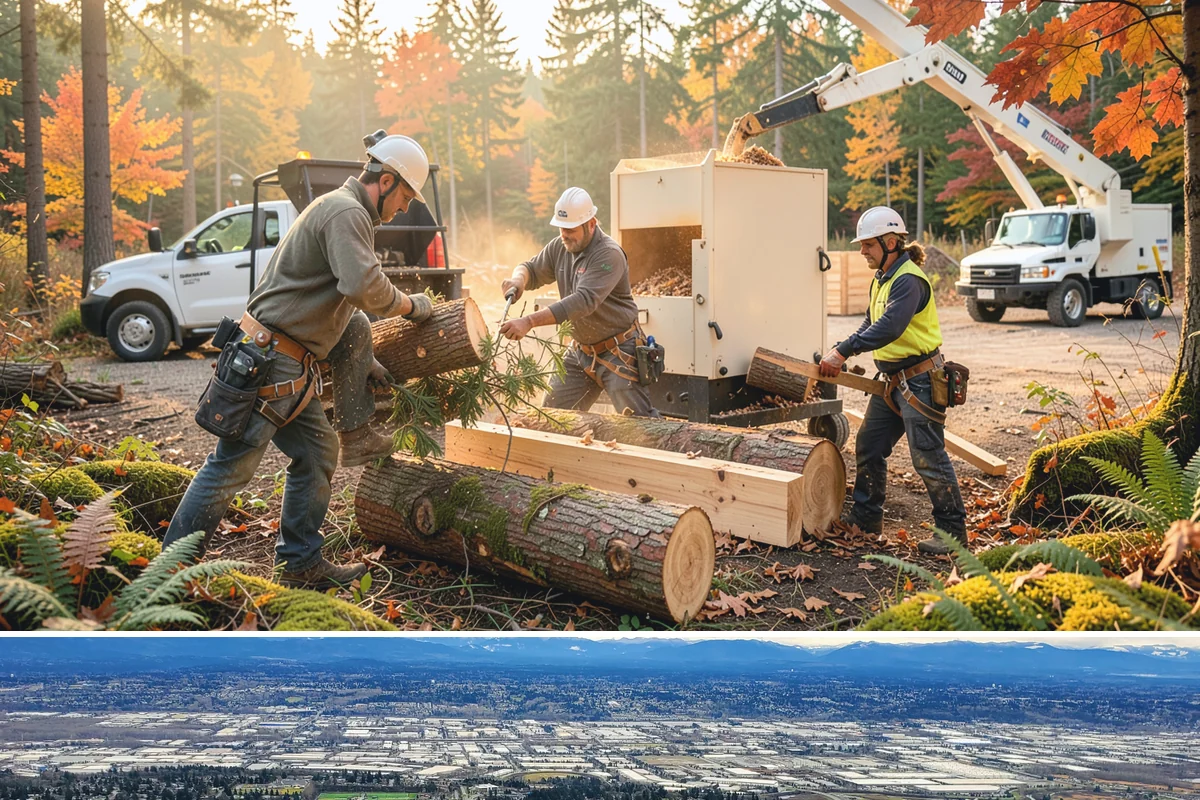 Crane-assisted tree removal in SeaTac, King County, WA - This service can be performed year-round in Puget Sound weather but requires careful planning during wet seasons to manage ground...