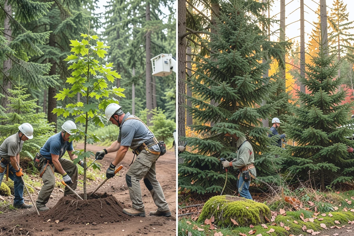 Crane-assisted tree removal in Skykomish, King County, WA - On-site assessment and hazard evaluation