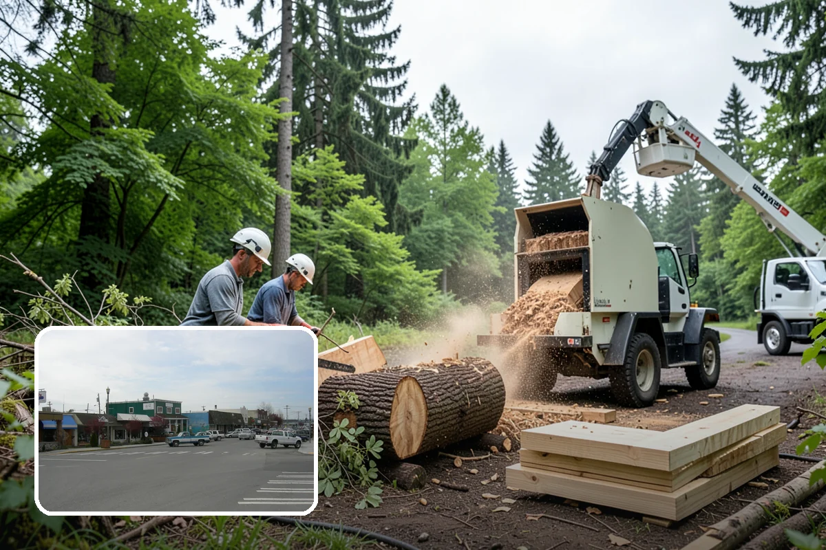 Crane-assisted tree removal in Stanwood, Snohomish County, WA - Removes safety hazards and reduces liability