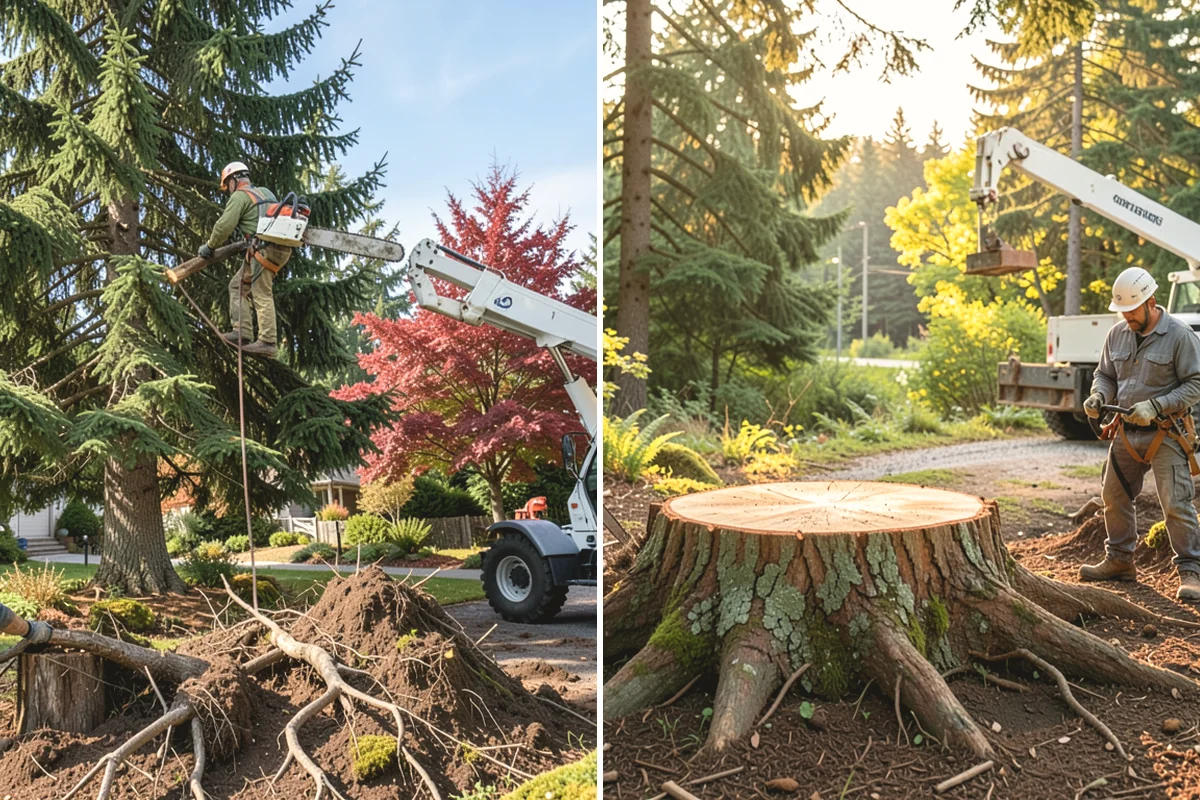 Crane-assisted tree removal in Steilacoom, Pierce County, WA - On-site assessment and hazard evaluation