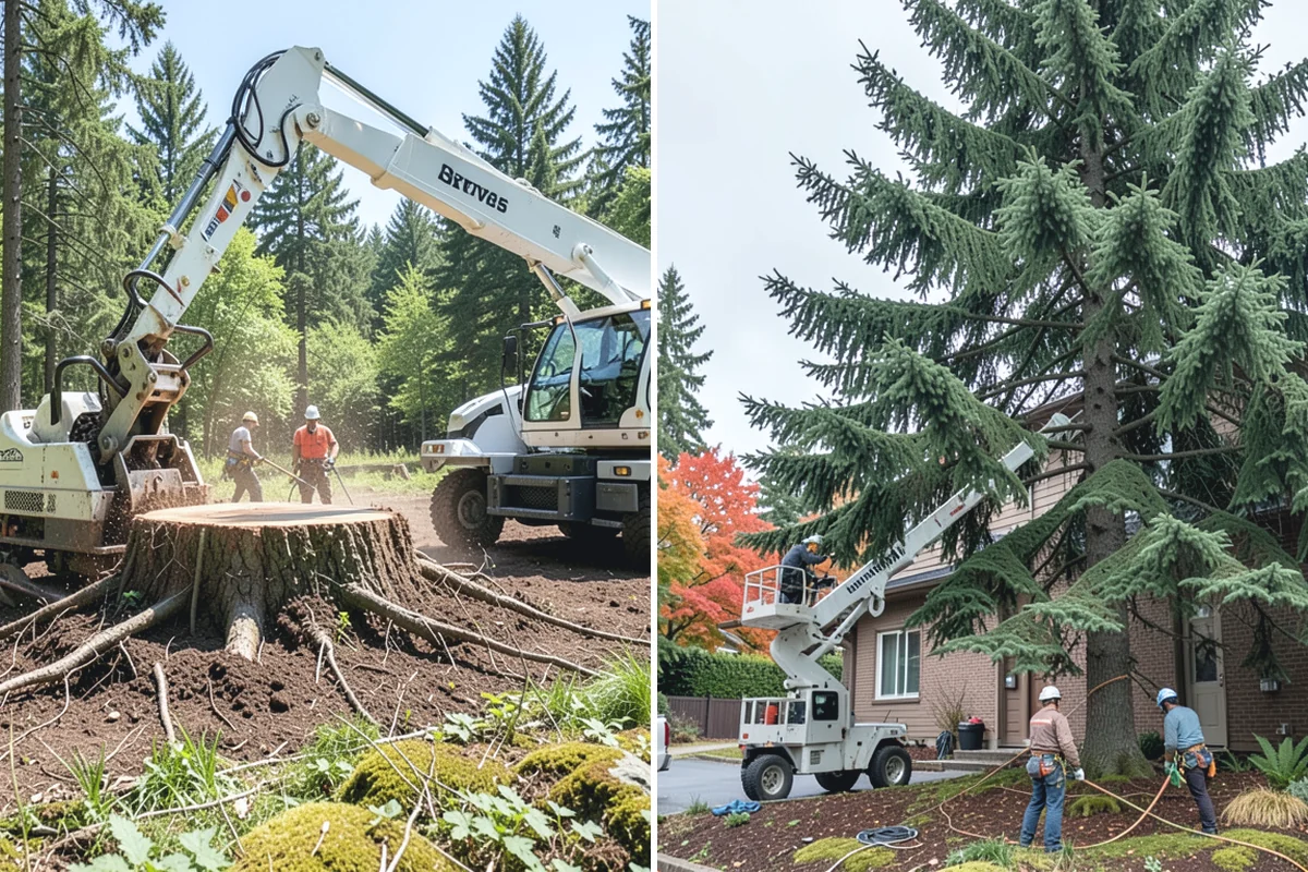 Crane-assisted tree removal in Sumner, Pierce County, WA - On-site assessment and hazard evaluation