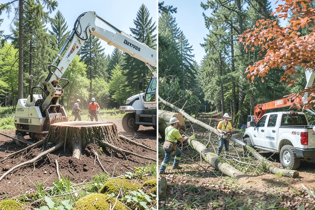 Crane-assisted tree removal in Woodinville, King County, WA - On-site assessment and hazard evaluation