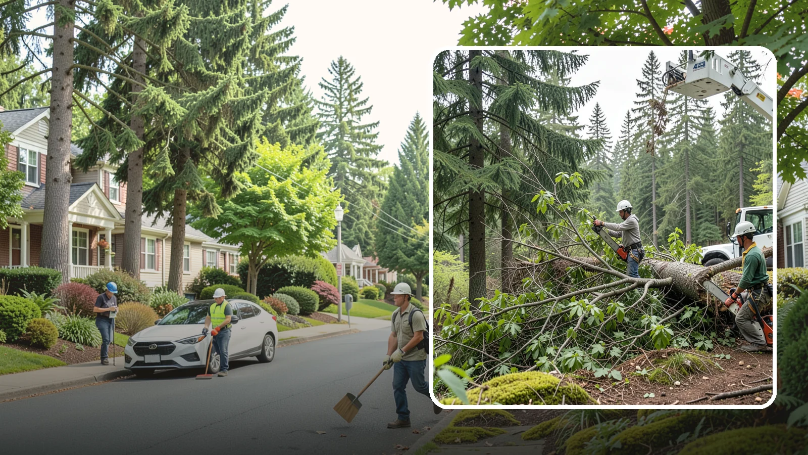 Crown cleaning in Beaux Arts Village, King County, WA - The selective removal of dead, dying, diseased, and weakly attached branches from the crown.
