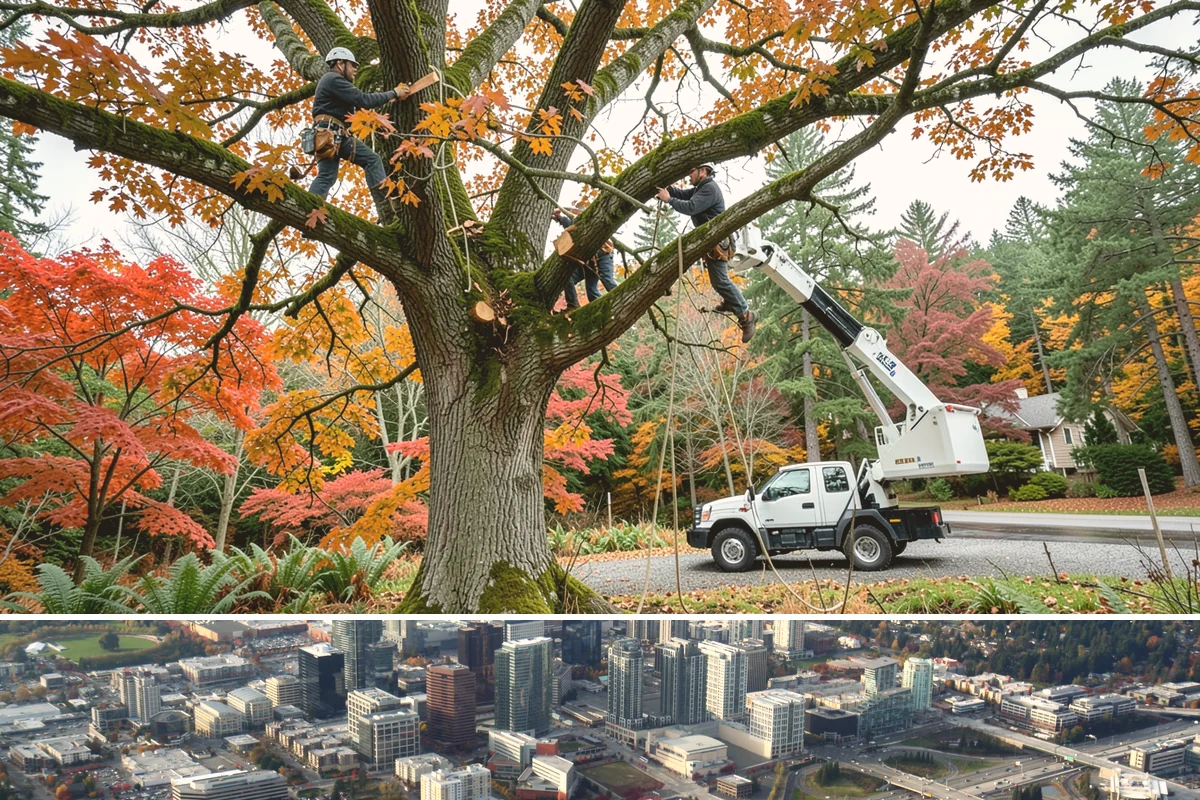 Crown cleaning in Bellevue, King County, WA - Work should avoid dormant periods when possible for most species in this region, though timing must be adjusted based on specific...