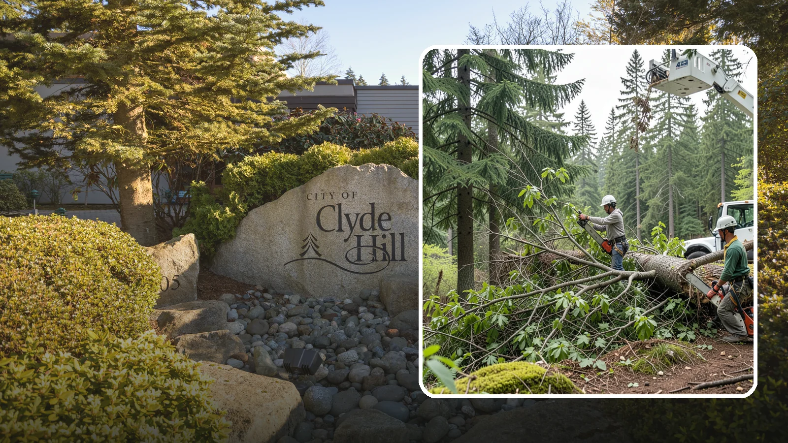 Crown cleaning in Clyde Hill, King County, WA - The selective removal of dead, dying, diseased, and weakly attached branches from the crown.